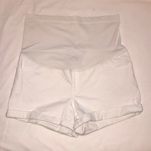 White maternity shorts